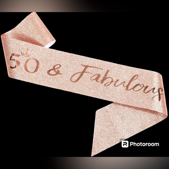 50th Birthday Tiara and Sash - 50 & Fabulous - Rose Gold & Crystals - Picture 3 of 4